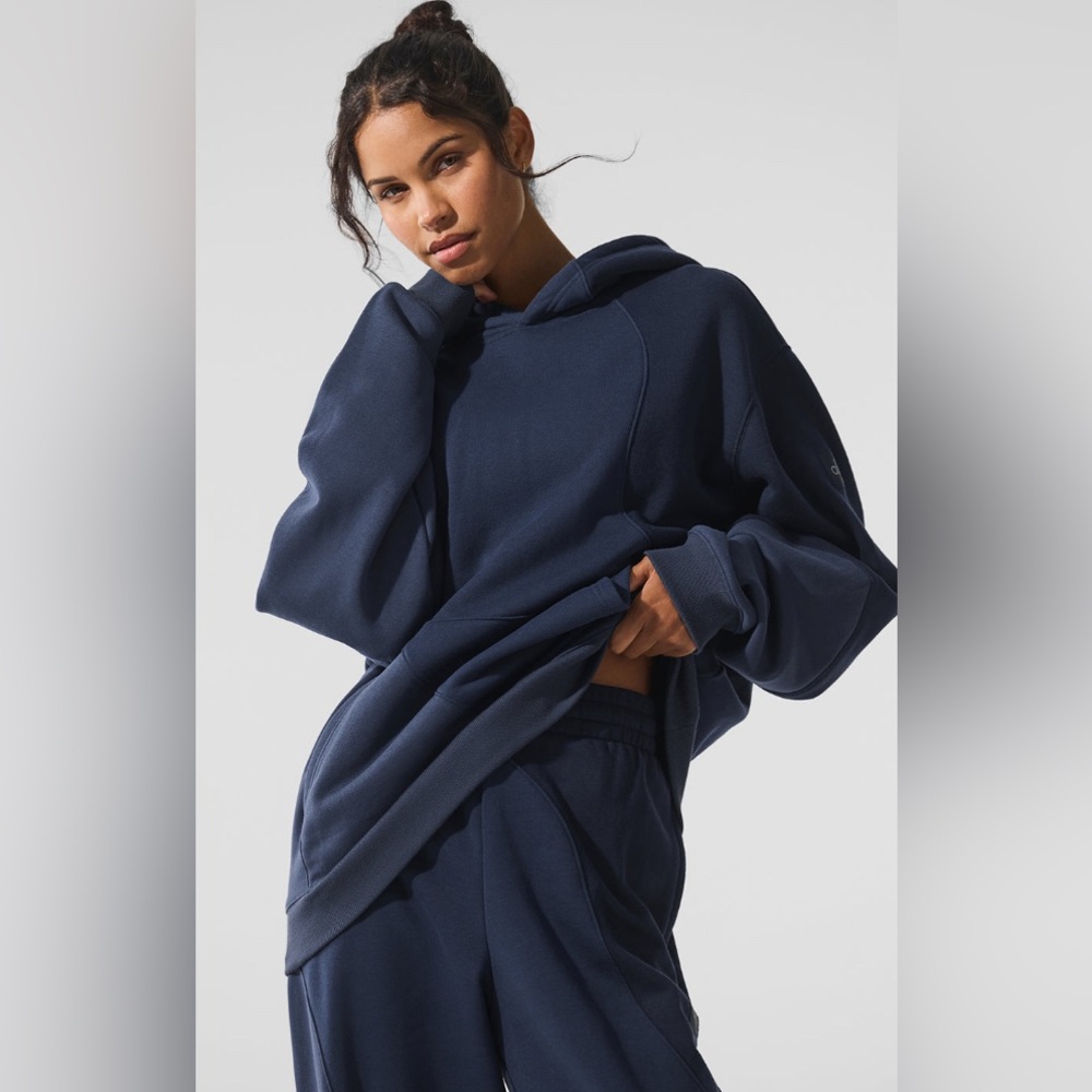 ALO Yoga Make Waves Hoodie Women’s M/Men’s S Navy Tonal - Picture 2 of 11
